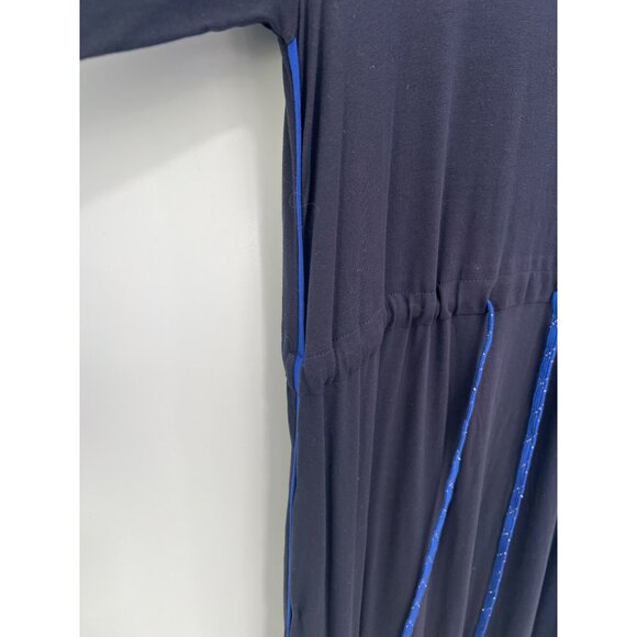 Saint+Sofia Meridian Dress Size 10 Long Sleeve Ruffle Hem Drawstring Waist Blue - Picture 4 of 9